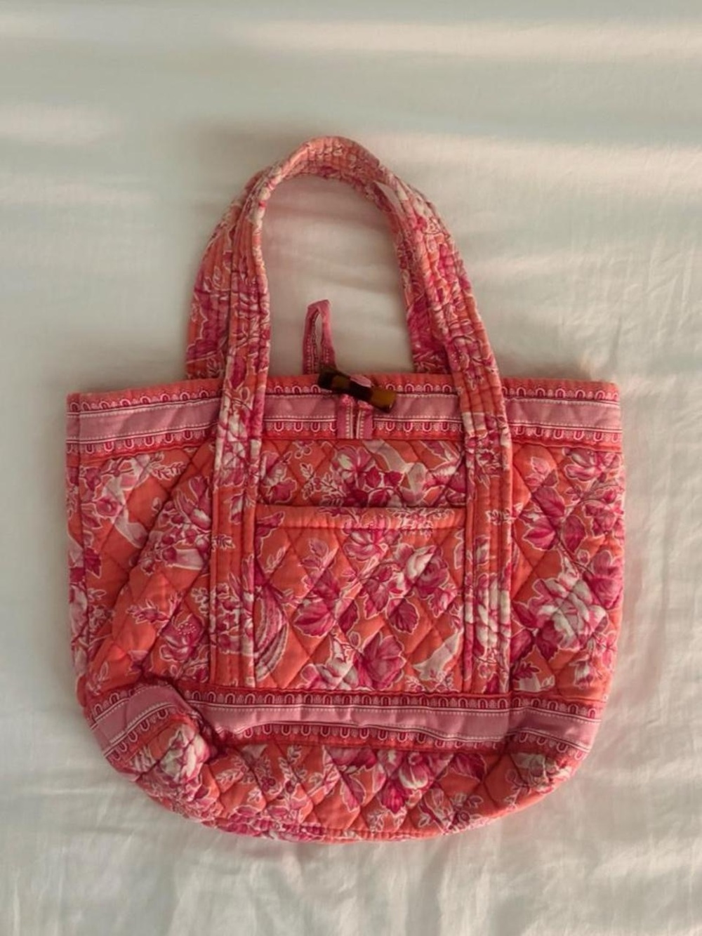 Vera Bradley Retired Hope Toile Pink and Orange Floral Quilted Handbag